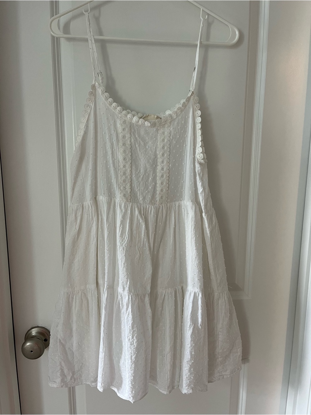 White Spaghetti-Strap Tiered Dress